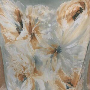 Abstract Watercolor Floral Sheer Scarf, Sage & Peach Earth Tones